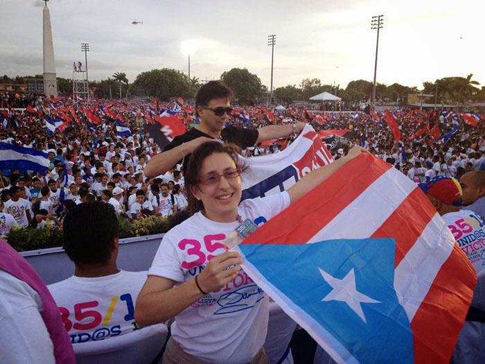 Estelí Capote Maldonao, a member of the Juan Ríus Rivera Brigade during an act commemorating July 26, National Rebellion Day. 