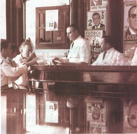 The Floridita owes its trademark daiquiri to the father of Cuban bartending, Spanish immigrant Constantino Ribailagua (Constante), pictured here with Hemingway at the bar.