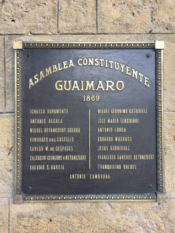 Bronze plaque recalling the Constitution of Guáimaro, the first of the four signed in the midst of Cuba’s independence wars, and which appointed Carlos Manuel de Céspedes as the first president of the Republic of Cuba in Arms.